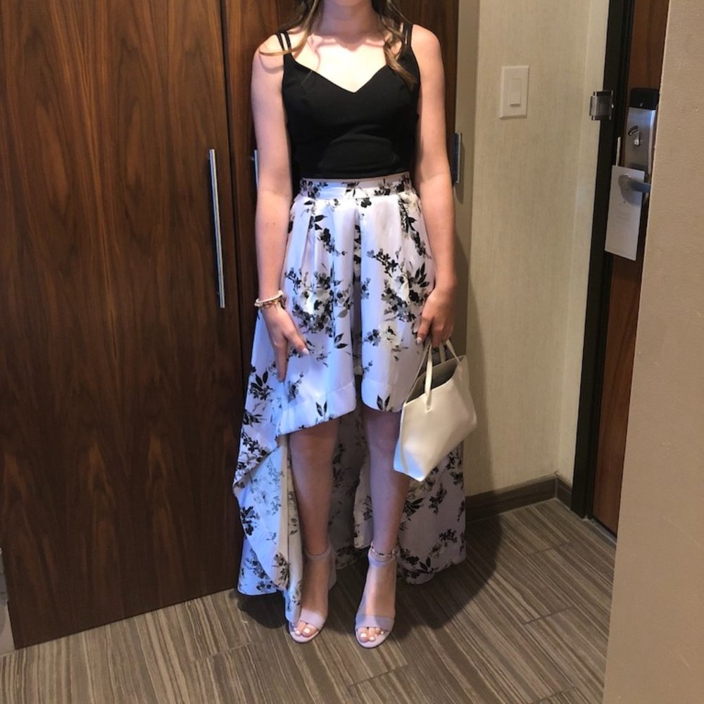 *Price Drop* 2 Piece High Low Skirt and Cross Strap Top Set